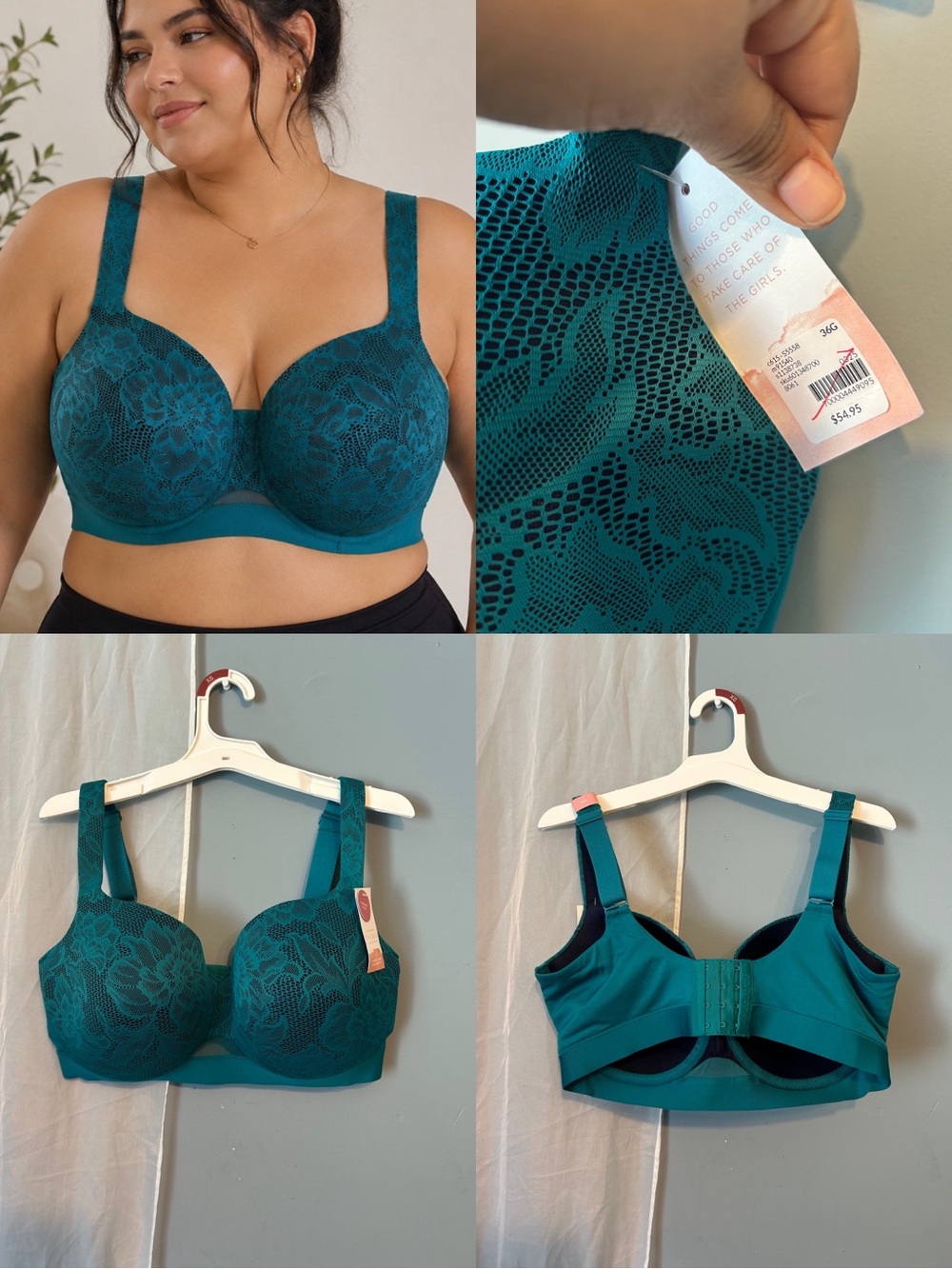 Cacique Teal Lace Underwire Bra